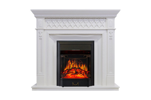 Каминокомплект Alexandria Белый дуб с очагом Majestic FX Black